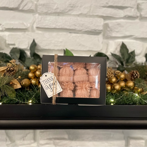 Handmade miniature blush pink beanie hat ornaments - Picture 7 of 7